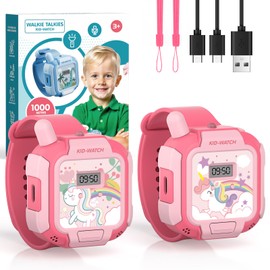 Toys for 3-12 Year Old Girls, Unicorn Walkie Talkies Handsfree for Kids Rechargeable, Wearable Watch Style, Long Range for Indoor & Outdoor Play, Birthday Gifts for Girls (Pink)
