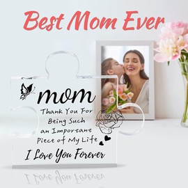 Mum Gifts,Gifts for Mom,Birthday Gifts for Mom Engraved Puzzle Acrylic Plaque 6.1 x 5.5 Inch, Mom Acrylic Plaque Gifts Desk Decorations,Christmas Acrylic Gifts for Mom (Mom)