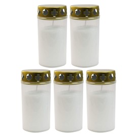 Ebersbacher Kerzenfabrik GmbH Grave Light Burner No. 3 with Lid, White Cover, Pack of 5, Approx. (Diameter x Height) 60 x 125 mm
