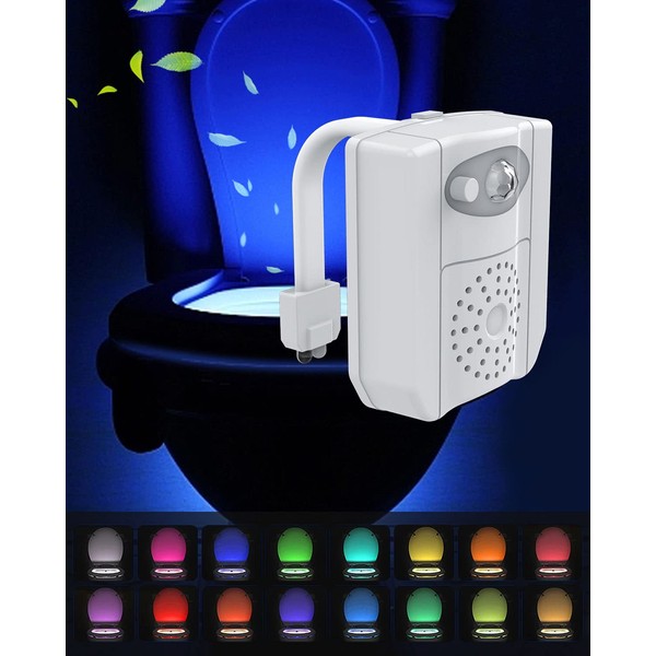 Toilet Light Inside Toilet - Rantizon Upgraded Motion Activated Toilet Seat Light with Function of Aromatherapy and UV Sterilizer, Sensor LED Washroom Night Light, 16 Colors Waterproof