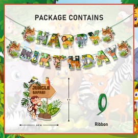Seyal® Jugle Safari Happy Birthday Banner