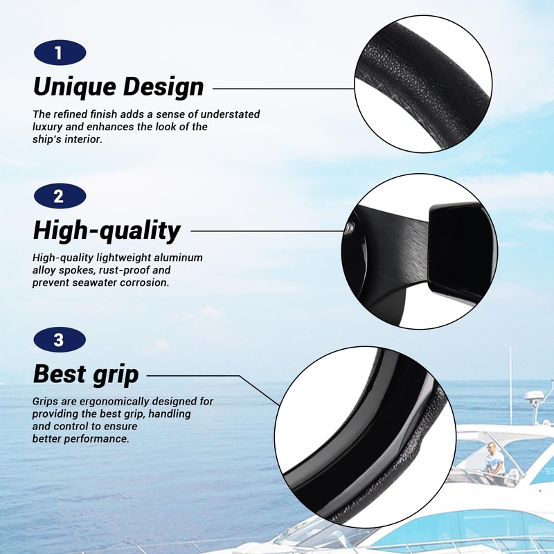 LOSCHEN Boat Steering Wheel Polyurethane Leather with 3/4" Axle Marine