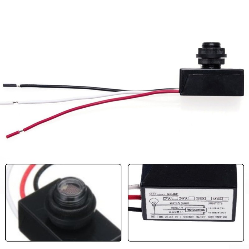 Photocell Sensor, DC 12V-48V Street Light Control Switch Button Style