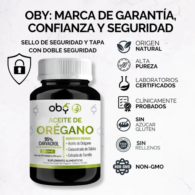 Oby - Aceite De Oregano 95% Carvacrol Con Sábila Y