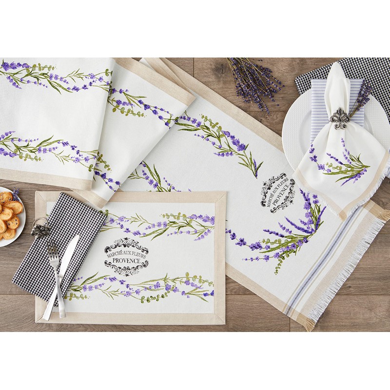 DII Lavender Fields Tabletop Collection Cotton Woven, Table Runner, 14x72
