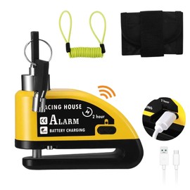 AevQuas Motorbike Disc Lock Motorcycle Lock, Waterproof Disc Brake Lock 110db with Reminder Cable and Carry Pouch Motorbike Alarm System for Motorcycle Bike Scooter