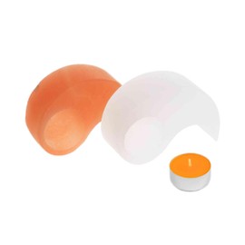 NKlaus Selenite Tea Light Holder Yin-Yang 11.5 cm - Two Piece Set for 2 Tea Lights, Energetic Decoration for Meditation, Feng Shui & Space Harmony, Gift Idea 16615