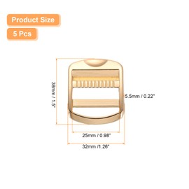 sourcing map Metal Ladder Lock Slider, 5Pcs 3/4" Zinc Alloy Buckle Adjuster Webbing Strap Release Buckles for Backpack Strap Accessories Replacement (Light Gold)