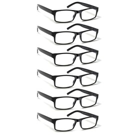 BIENCOOL 6 Pack Reading Glasses Traditional Frames for Men and Women Readers with Spring Loaded Hinges (6 Pack Black, 5.00, multiplier_x)