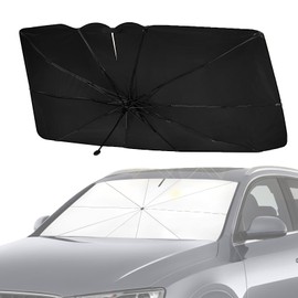 Sun Protection Car Windscreen, Car Windscreen Parasol, 360° Rotation, Foldable, UV Protection, Heat Insulating, Car Windscreen Sun Visor for Most Cars, 140 x 79 cm