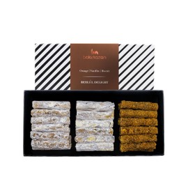 Turkish Delight Behlul by BAKIRKAZAN, Turkish Twist Delights 36 piece Candy 8.8 oz, w/ 3 Flavors: Orange, Vanillin, Biscuit, Luxury Food Gifts, Turkish Delights Assorted Flavors Gourmet, Best Food & Beverage Gifts Option, Lokum, Vegan Snacks no.173 hallo