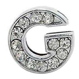 CLGIFT Set of 12 Silver Rhinestone 8mm Slide Letter for Jewelry/Crafting/Making Charm Bracelets/Necklaces/Wristbands/DIY Jewelry (E) (G)