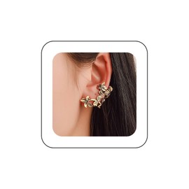 Yheakne Vintage Flower Leaf Wrap Climber Earrings Hollow Out Flower Branch Wrap Earrings Helix Flower Cuff Crawler Earrings Brass Floral Vine Cuff Wrap Crawler Earrings Jewellery for Women
