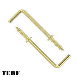 TERF® 38mm Square Bend Shoulder Cup Hook Screw 38mm (1.5 inch) Electro Brass Plated Cup Hook Hanging Screw for Office Home Garden Indoor Outdoor Decoration Use - Pack of 20
