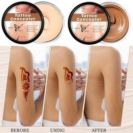 Tattoo Concealer, Tattoo Entferner, 2 Colors Wasserdichter Tattoos Cover up Makeup, Körper-Concealer Wasserfest, Body Concealer, Wasserfest Make-up Concealer-Tattoo-Set für Männer Frauen