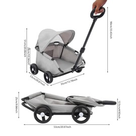 Foldable Small Dog Stroller Portable Pet Strollers with Wheels Folding Dog Cart Suitable for Pets Small Dogs Cats Up to 15.43LBS (Grey)