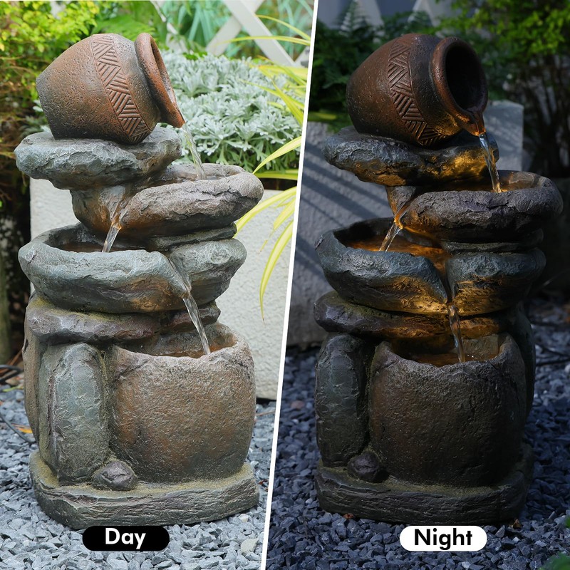 Outdoor Rock Garden Water Fountain for Garden, Patio, Backyard, Deck,