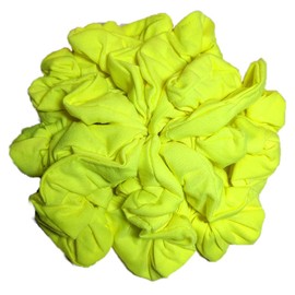 Neon Scrunchies, Set of 10 Soft Cotton Scrunchies, Solid Color Scrunchie Packs (Neon Yellow)