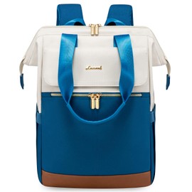 LOVEVOOK Women's Backpack Laptop School Backpack Waterproof, Beige & Blue