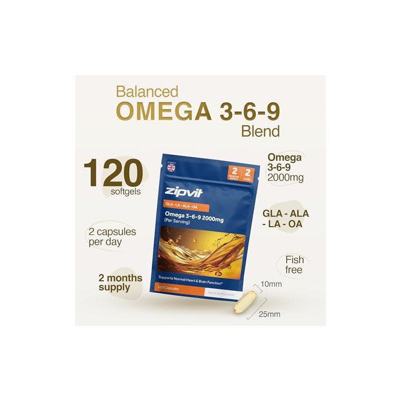 Zipvit Omega 3 6 9 Capsules 2000mg, 120 Cold Pressed