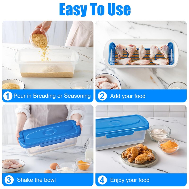 Batter Bowl with Lid, 2-Pack Fish Batter Shaker, Better Breader