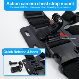 StylishDevice Chest Mount Harness Strap + J-Hook, Thumbscrew & Black Drawstring Storage Bag. Compatible with GoPro and all action cameras