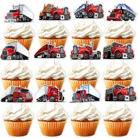 24 piezas de doble cara para decoración temática de vehículos, baby shower, niños y niñas, suministros de decoración para fiestas de feliz cumpleaños