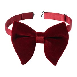 HOULIFE Bow Tie Set for Men – Adjustable Velvet Pre-tied Bowtie, Solid Colour Pocket Square, Cufflinks Set for Groom Wedding Party Formal with Gift Box (Burgundy)