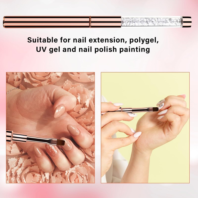 Oval & Flat UV Gel Nail Brush Rhinestone Handle Nail