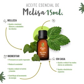 OLEUM VITAE. Aceite Esencial de Melisa. Melissa Officinalis. 100% Puro y Orgánico. Certificado UK.15ml.