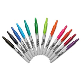 Sharpie 32707 Retractable Permanent Markers Fine Point Asstd. 12/Set