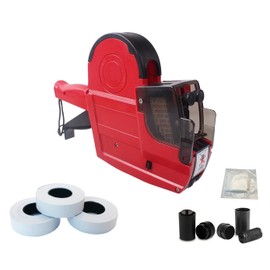 NaviLintek 2 Line 20 Digit Price Gun Labeler w/ 1800 White Labels 3 Ink Rolls Kit,Date Code Pricing Tagging Stickers Tag Stamper Machine for Retail Garage Yard Sale,Clothes Label Applicator (PRO red)