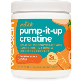 Wellah Pump-It-Up Creatine (50 Servings, Clementine Peach) - Creatine Monohydrate with Dandelion, Uva Ursi, & Cranberry Extract