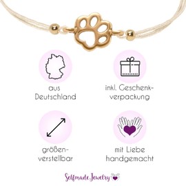 Selfmade Jewelry Women's Rose Gold Paw Bracelet, Adjustable Macrame Bracelet with Paw. Gift Packaging, Metal
