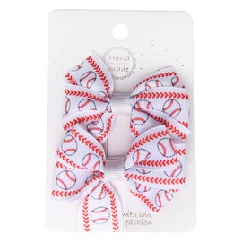 Baseball Hair Bows for Women Girls Red Hair Accessories for Girls Women Sports Hair Clips for Women Girls Red White Hair Bow Softball Bow Hair Clip for Girls Women Sports Theme Bow Hair Clips 2pcs