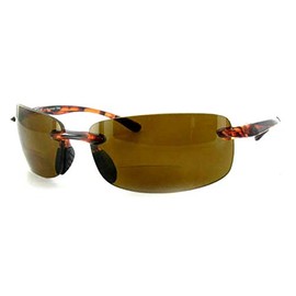 Aloha Eyewear Oahu Sun Rimless Lightweight TR-90 Bifocal Reading Sunglasses (Tort/Amber +1.50)