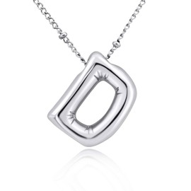 PIYIZ Bubble Necklace Letter D Pendant with Dainty Choker Chain 16"-18" Trendy Initial Jewelry for Women
