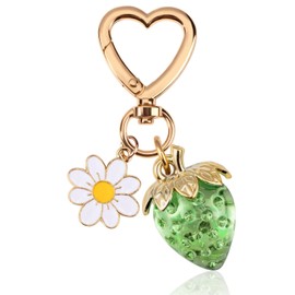 BNREOZA 1 Piece Cute Strawberry Keychain, Elegant Women Keychain, Cute Decorative Pendant, Bag Accessory for Girls, Women, Purse, Backpack, Green