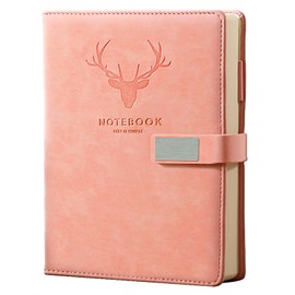 A5 Leather Lined Journal Notebook for Writing, A5 Planner Writing Journal for Girls Women, A5 Ruled Paper Journals Pink