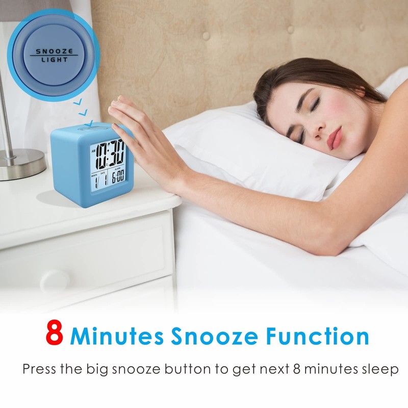 Plumeet Digital Alarm Clock Kids Clock with Snooze and White