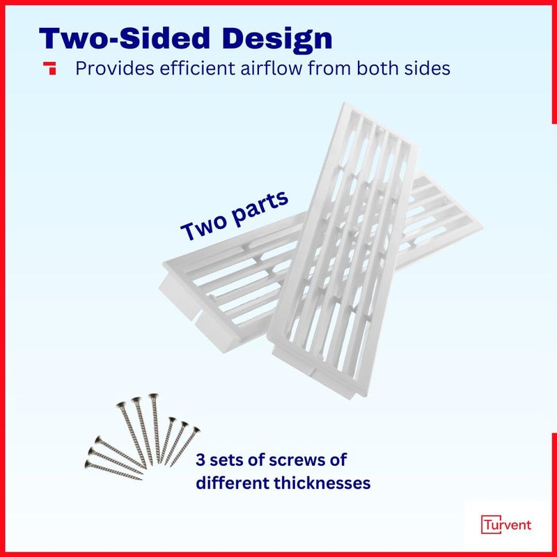 TURvent 17.7" x 3.6" Door Vents for Interior Doors -