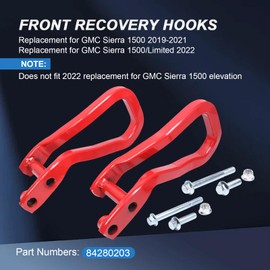 Front Tow Hook Replacement for GMC Sierra 1500 2019-2022 in Red Car Tow Hook Ring Front Lower Bumper Trailer Ring Steel Alloy 84280203