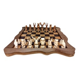 The Bridge Collection Forest Crowd Chessboard - Wooden Chess Board Set - Nice Chess Set for Adults - Exotic Chess Set for Mountain Lodge Cabin Decor