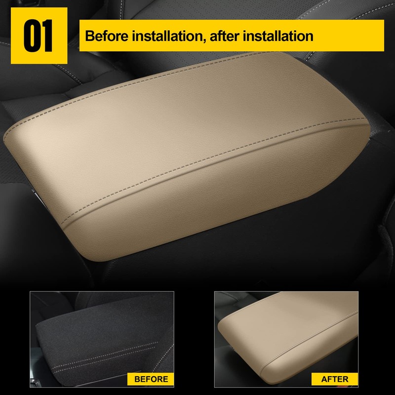 AOMSAZTO Console Covers for 2012-2015 Civic Honda Beige Armrest Cushion
