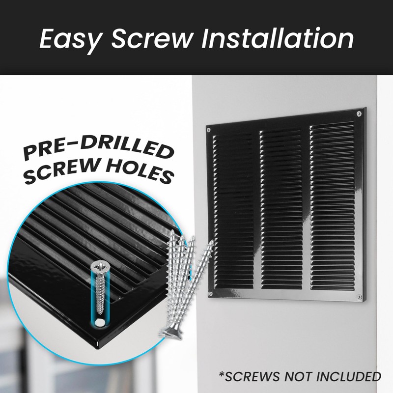Repa Market 2-Pack 12x4 Inch Air Vent Cover/Black Galvanized Steel