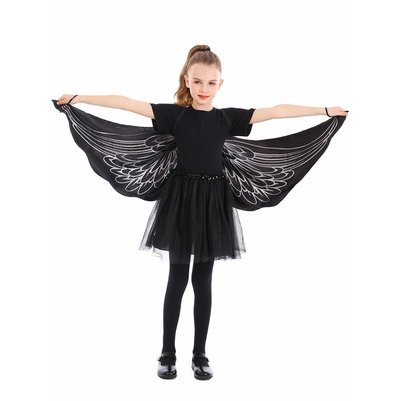 Seasons Angel Cape Wings for Girls, One Size (Black)