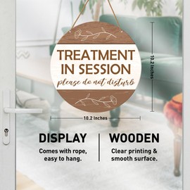 Treatment in Session Door Sign, in Session Door Hanging Sign for Therapists Counselor Therapy Office Spa Room Reiki Studio Decor Do Not Disturb Door Sign Rustic Wall Decorations Massage in Session
