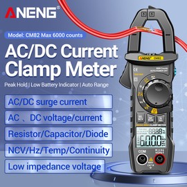 ANENG CM82 Digital Clamp Meter 6000 Counts True RMS NCV Universal Meter 600V DC/AC Voltage 600A DC/AC Current Digital Multimeter Clamp-type Tester Automatic Integrated Smart Clamp Current Meter