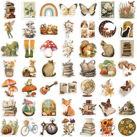 Retro Animals Stickers for Laptop(50 Pcs),Gift for Kids Teens Adults Girl,Vintage Waterproof Stickers for Water Bottle,Vinyl Stickers for Scrapbook,Journal,Dairy,Skateboard