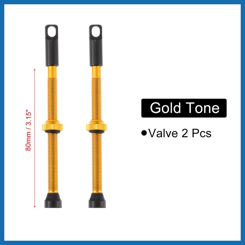 A ABSOPRO 2pcs Aluminum Alloy 80mm Bike Tubeless Valve Stems